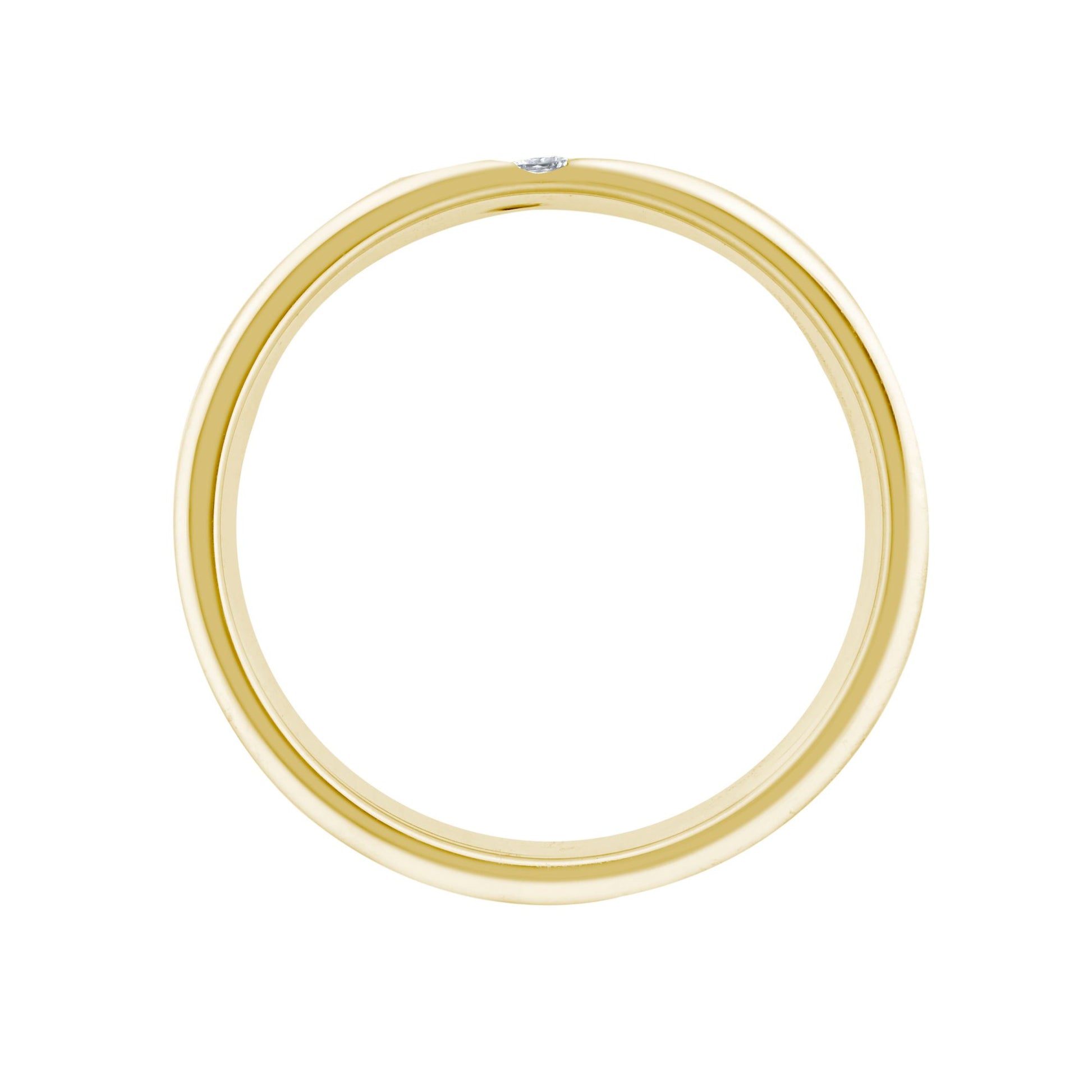 18ct Gold Yellow Natural Diamond Rubover set Wedding Ring
