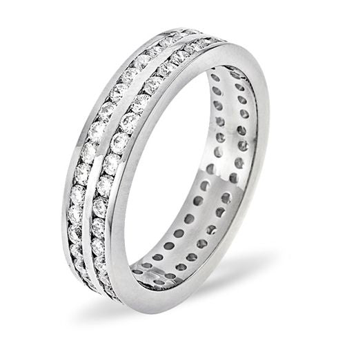 18ct White Gold Channel Set 2 Row Full Eternity Ring Natural Diamond 1.00ct H Si