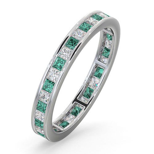 18ct White Gold Channel Set Princess Cut Full Eternity Ring Natural Diamond 0.50ct Em 0.65ct H Si