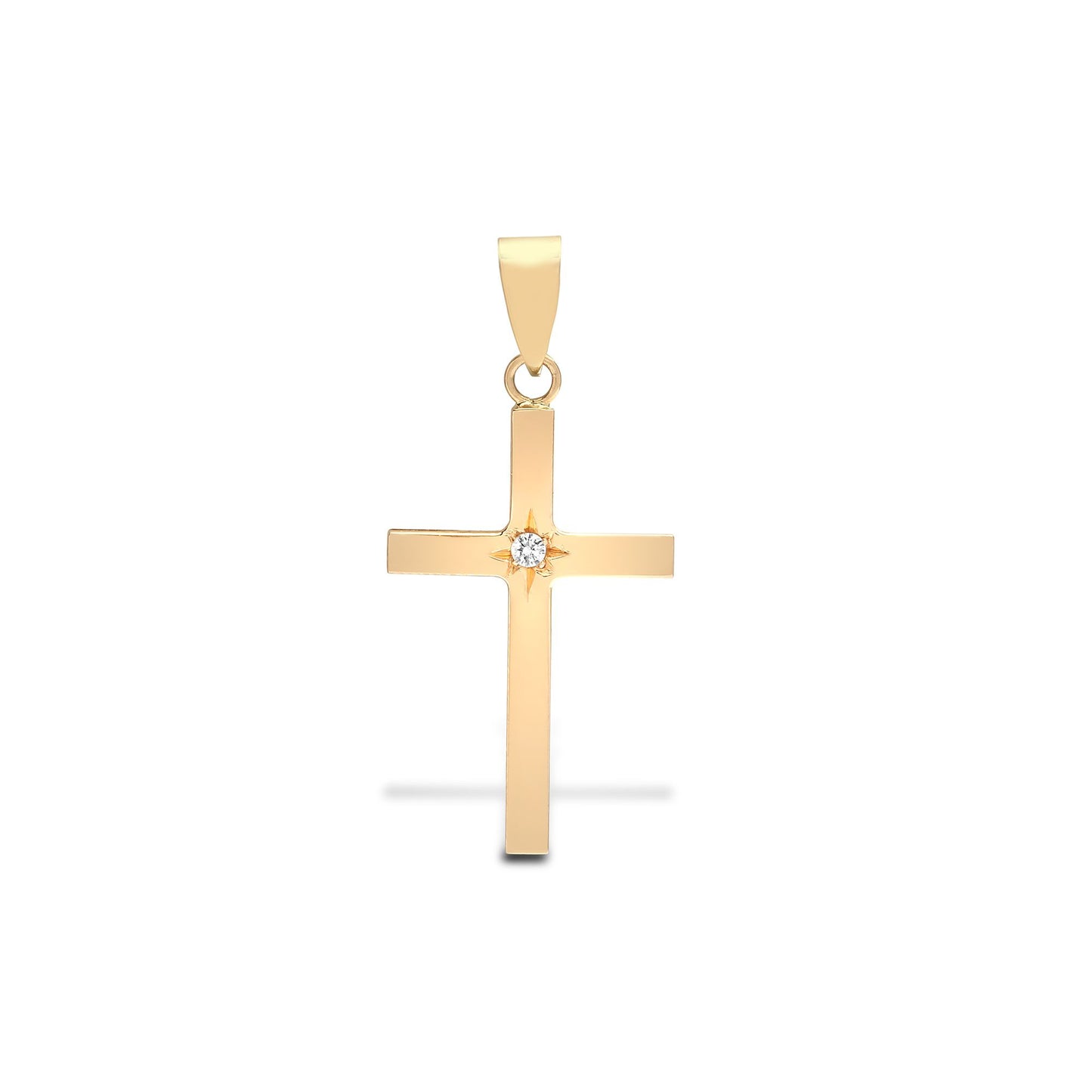 18ct Yellow 0.03ct Natural Diamond Star Set Cross