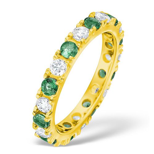 18ct Yellow Gold Claw Set Full Eternity Ring Natural Diamond 1.00ct Emerald 1.10ct H Si