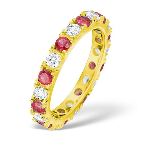 18ct Yellow Gold Claw Set Full Eternity Ring Natural Diamond 1.00ct Ruby 1.50ct G VS