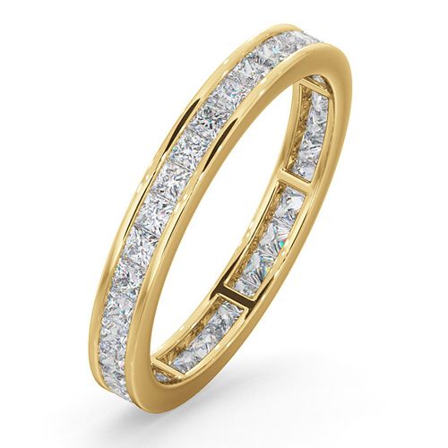 18ct White Gold Channel Set Princess Cut Full Eternity Ring Natural Diamond 1.00ct G VS