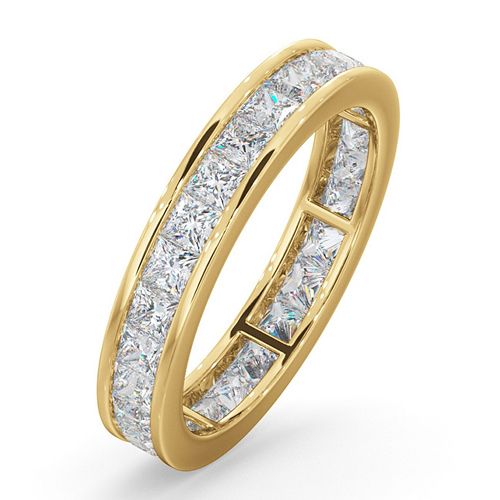 18ct White Gold Channel Set Princess Cut Full Eternity Ring Natural Diamond 2.00ct G VS