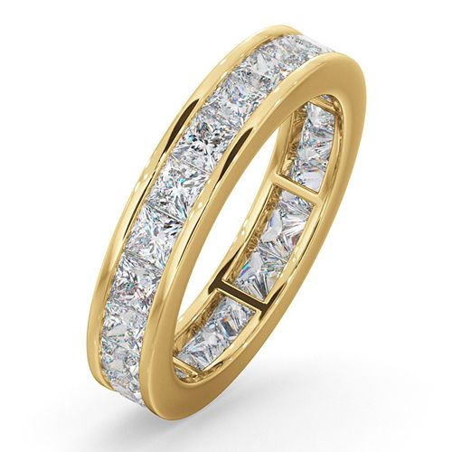 18ct White Gold Channel Set Princess Cut Full Eternity Ring Natural Diamond 3.00ct H Si
