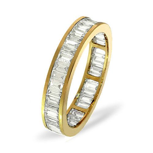 18ct Yellow Gold Channel Set Full Eternity Ring Baguette Natural Diamond 1.50ct H Si