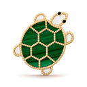 Lucky Animals Turtle Clip in 18K Yellow Gold with Malachite