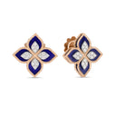 Princess Flower Earrings in 18kt Rose Gold with Diamonds and Lapis