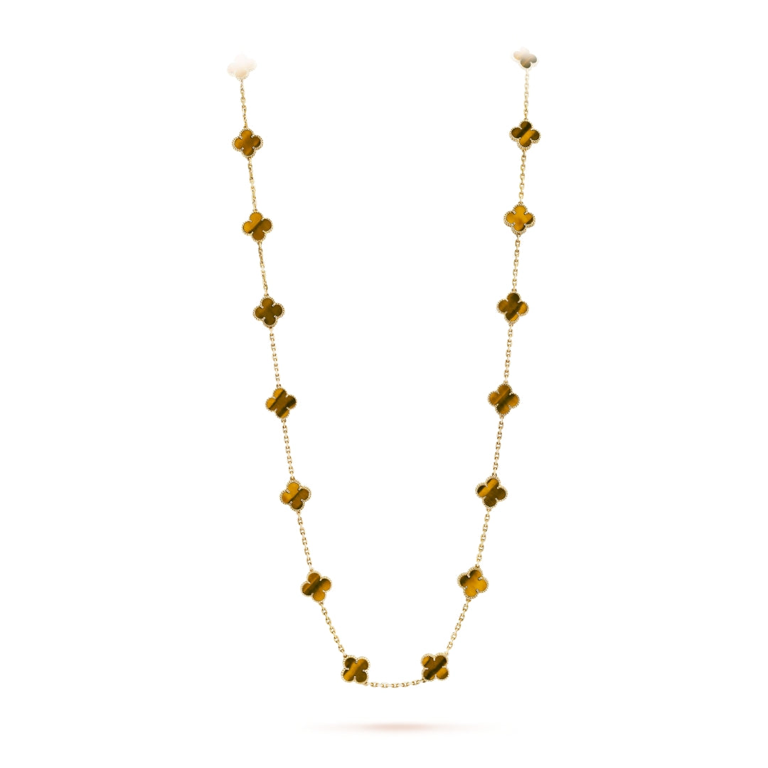Belle Vante Necklace 20 Motifs Tiger Eye 18K Yellow Gold