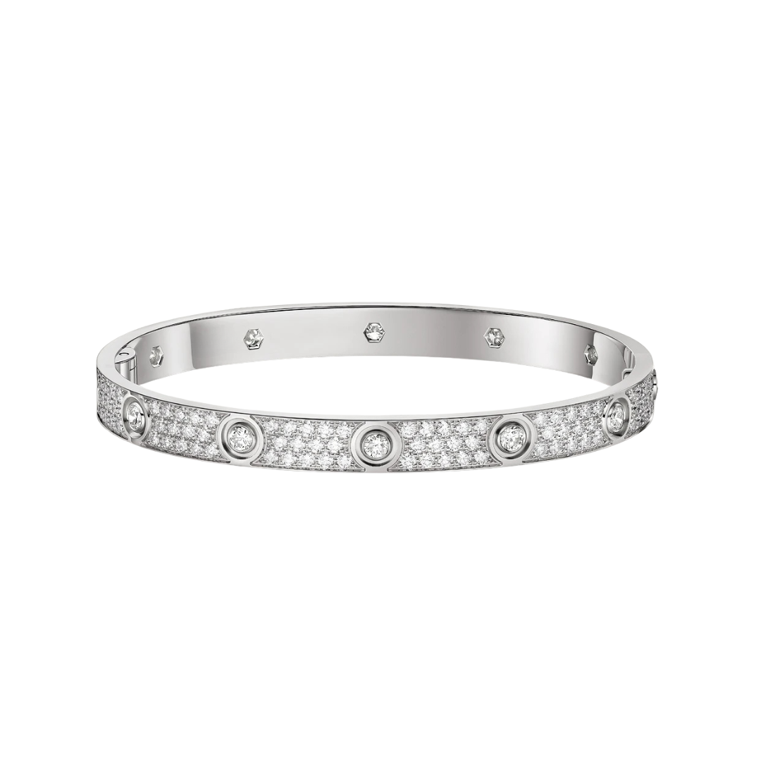 Full Paved 10 Diamonds Hinged Bracelet 18ct Gold