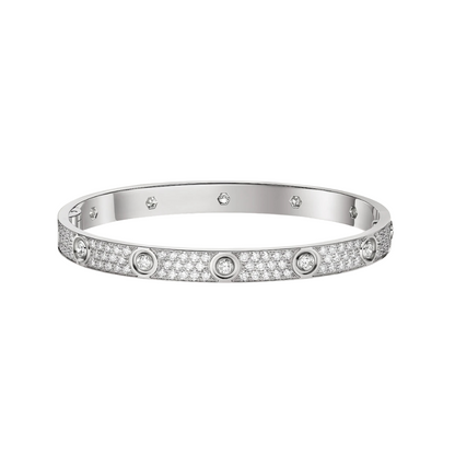 Full Paved 10 Diamonds Hinged Bracelet 18ct Gold