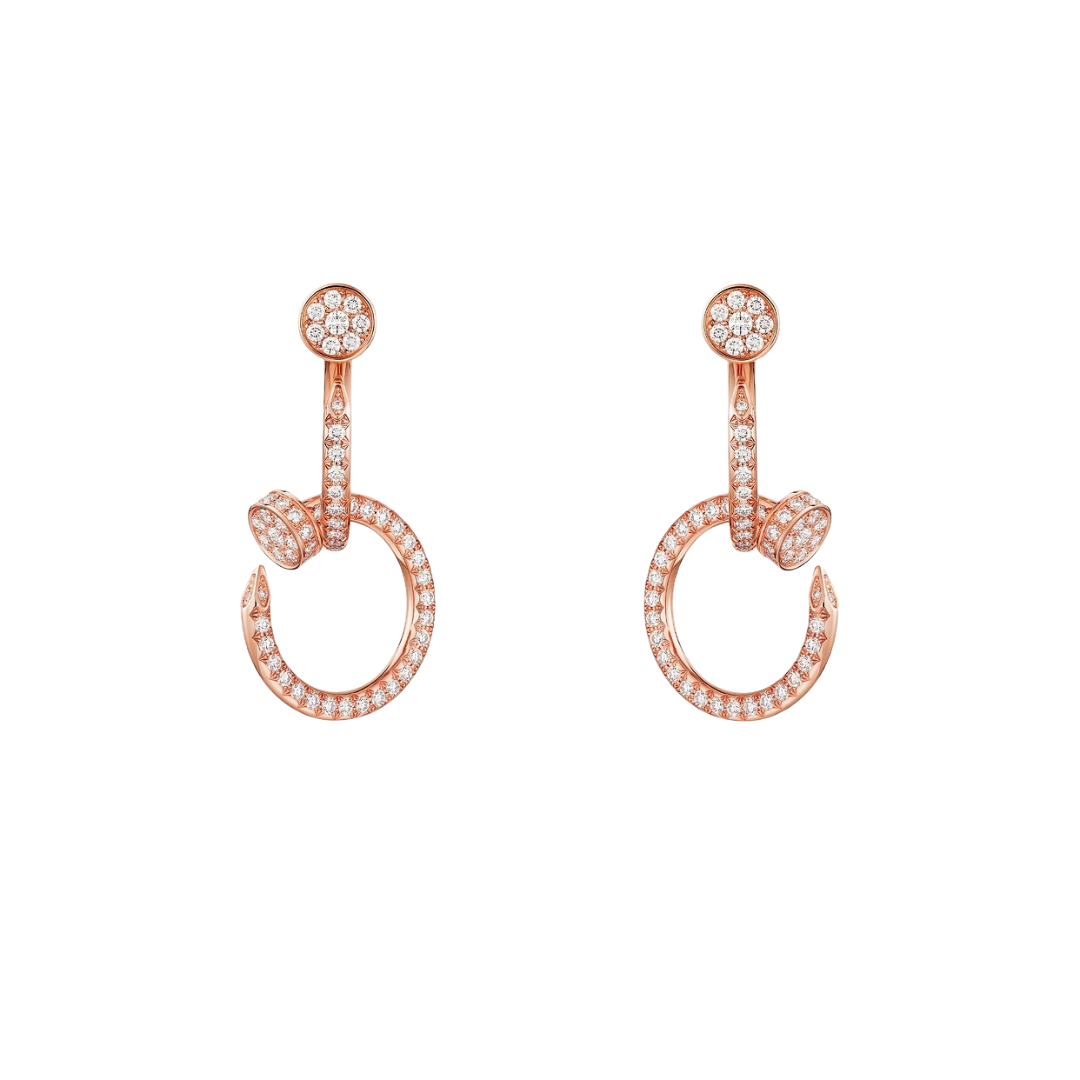 Juste Un Clou Earring Double Hoop Semi-Paved Diamonds 18ct Gold