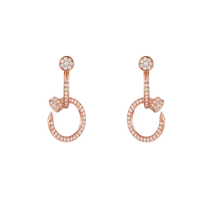 Juste Un Clou Earring Double Hoop Semi-Paved Diamonds 18ct Gold