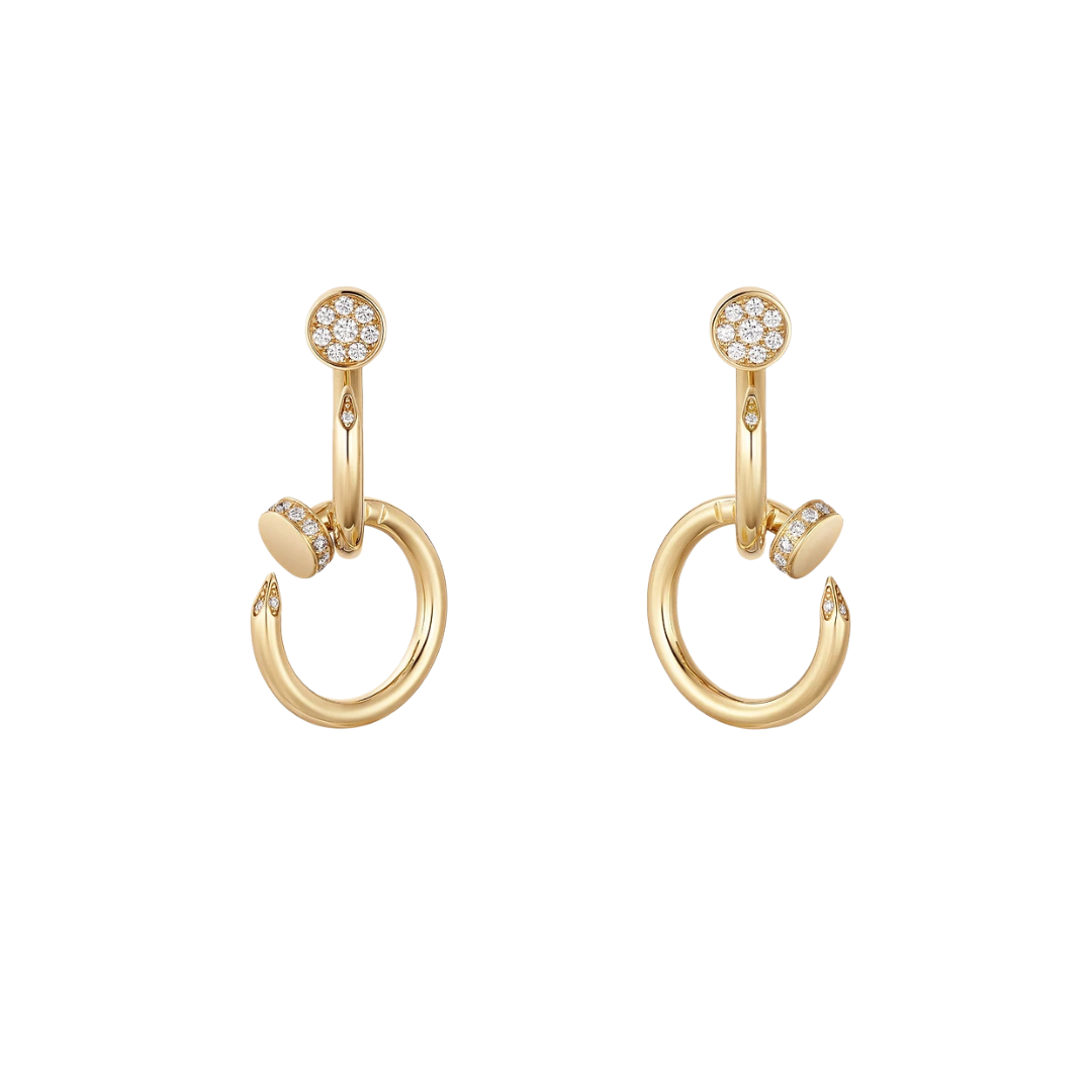Juste Un Clou Earrings Double Hoop Diamonds 18ct Gold