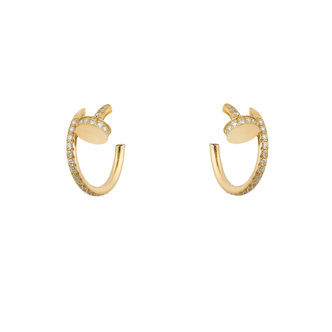 Juste Un Clou Hoop Earrings Small Paved Diamonds 18ct Gold