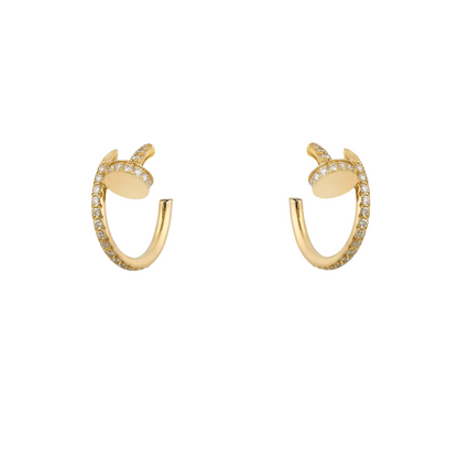 Juste Un Clou Hoop Earrings Small Paved Diamonds 18ct Gold