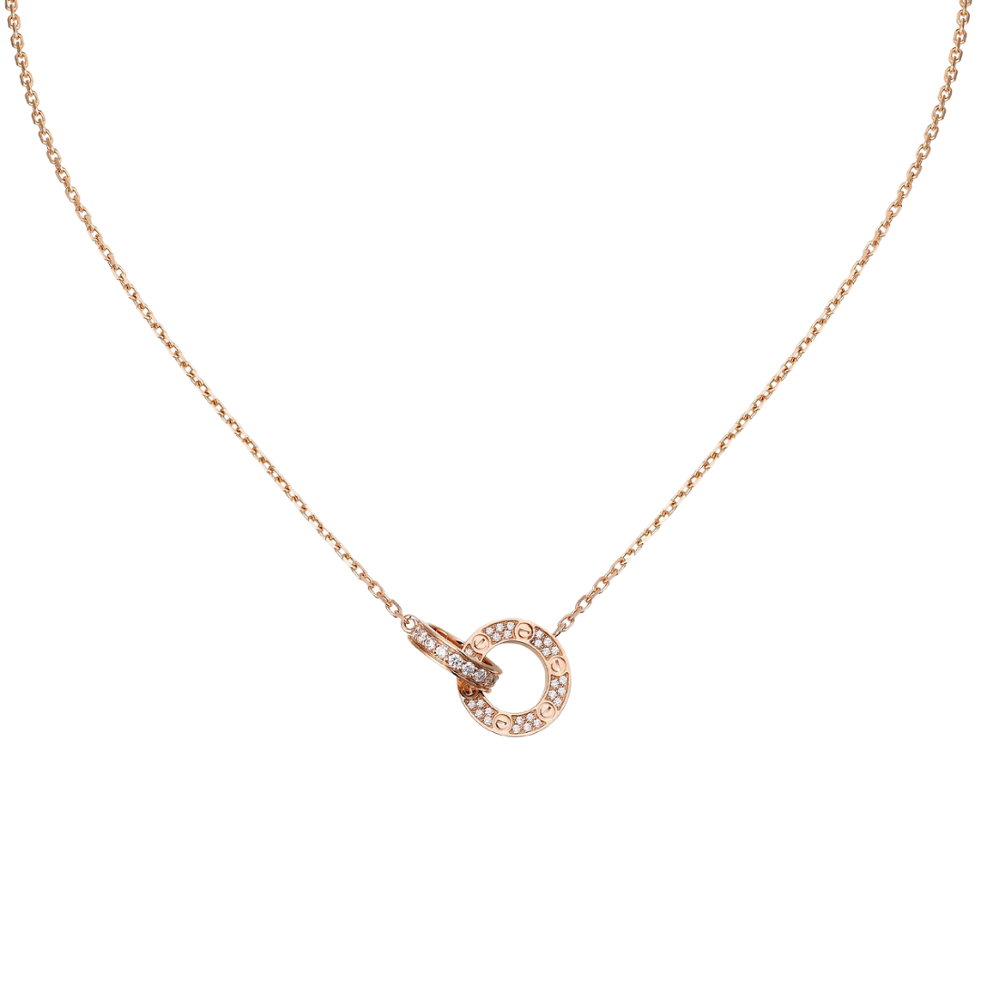 Love Pendant Small Interlinked Paved Diamonds 18ct Rose Gold