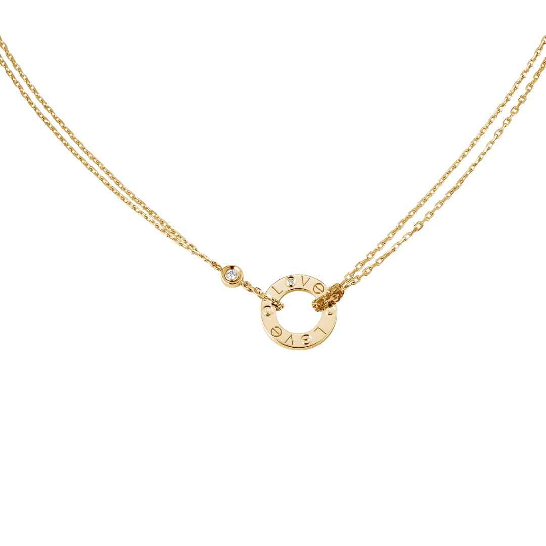 Love Pendant Small 2 Diamonds 18ct Yellow Gold
