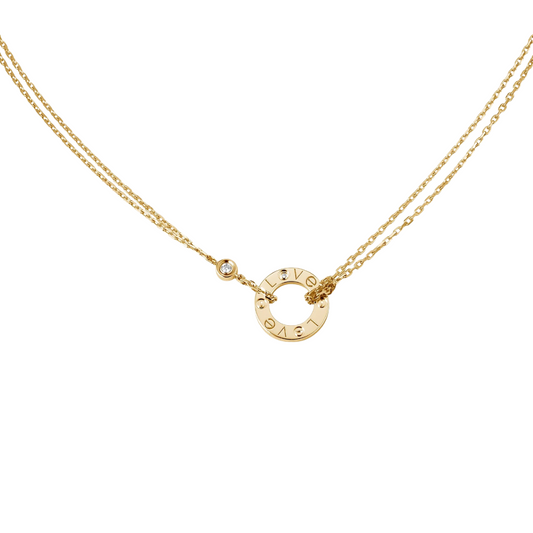 Love Pendant Small 2 Diamonds 18ct Yellow Gold