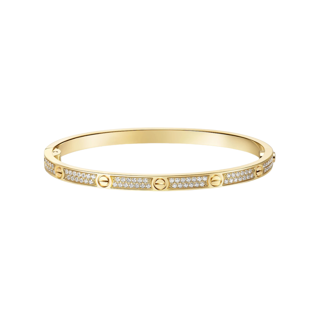 Small Full Paved Diamonds Hinged Bracelet 18ct Gold