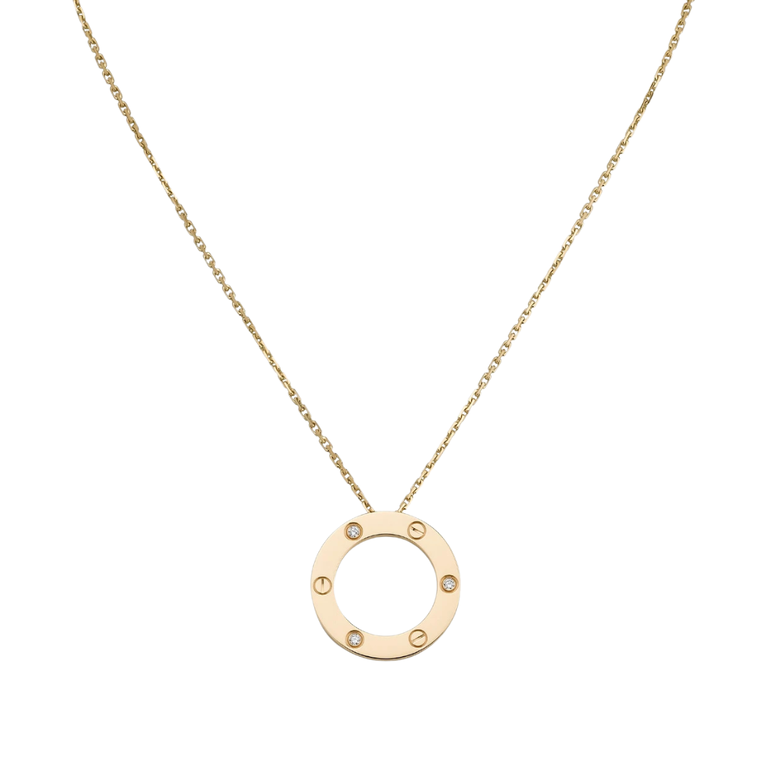 Love Pendant 3 Diamonds 18ct Yellow Gold