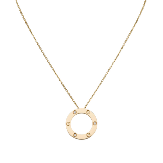 Love Pendant 3 Diamonds 18ct Yellow Gold