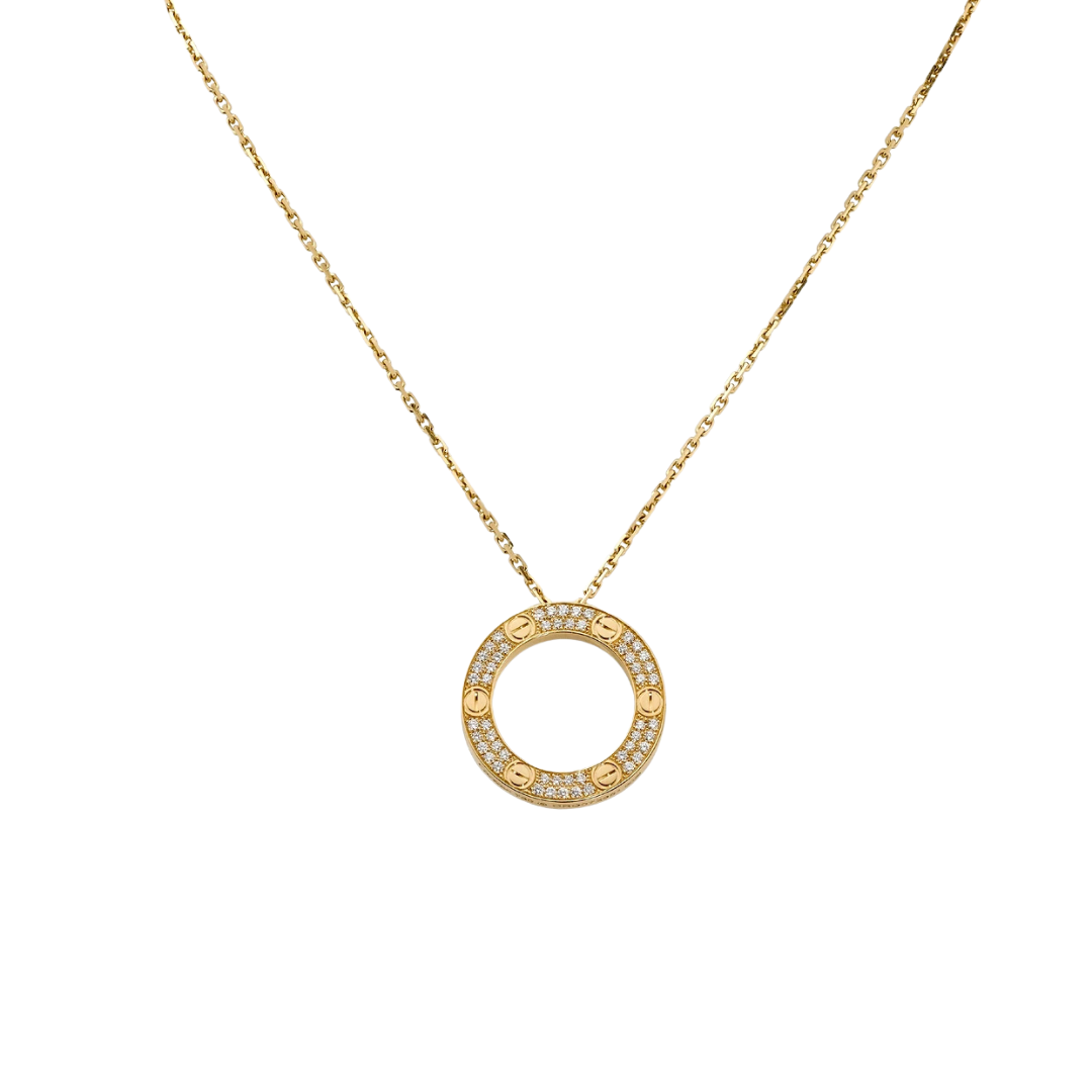 Love Pendant Paved Diamonds 18ct Yellow Gold