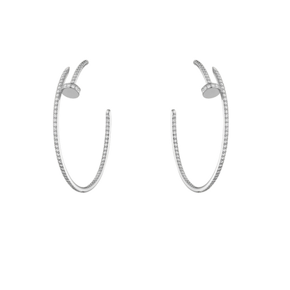 Juste Un Clou Hoop Earrings Large Paved Diamonds 18ct Gold