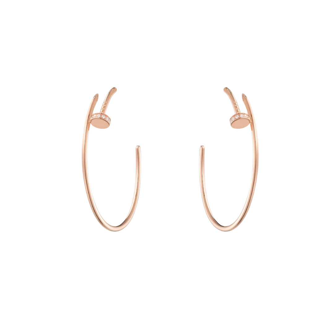 Juste Un Clou Hoop Earrings Large Diamond Tip 18ct Gold