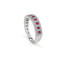 White Gold Half-Eternity Ring with Rubies and Diamonds