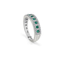 White Gold Half-Eternity Ring with Emeralds and Diamonds