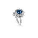White Gold Cocktail Ring with Sapphire and Diamonds