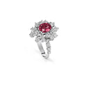 White Gold and Ruby and Diamond Cocktail Ring