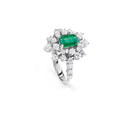 White Gold and Emerald and Diamond Cocktail Ring