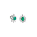 White Gold and Diamond and Emerald Earrings 3.90 Carats