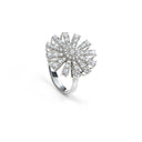 Flower Ring in White Gold with Diamonds, 16 mm