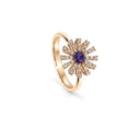 Pink Gold Ring with Amethyst and Brown Diamonds, 12 mm