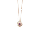 Pink Gold Brown Diamonds and Amethyst Necklace 16 mm