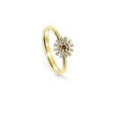 Yellow-Gold Flower Ring with Citrine and Diamonds, 8 mm