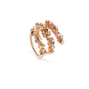 Pink Gold Wrap-Around Ring with White and Brown Diamonds