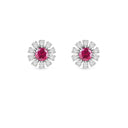 White Gold Diamonds and Ruby Earrings