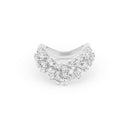 Curved Ring in White Gold with Cascading Diamond Clusters