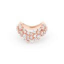 Pink Gold Ornate Tiara Ring with Cascading Diamond Clusters