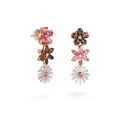 White and Pink Gold Tourmaline Smoky Quartz and Diamond Earrings