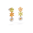 White and Yellow Gold Earrings with Citrine Peridot and Diamonds