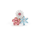 White and Pink Gold Brooch with Tourmalines, Aquamarine and Diamonds