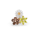 White, Yellow and Pink Gold Brooch with Peridots, Citrine Quartz, Smoky Quartz and Diamonds