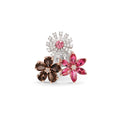 White and Pink Gold Smoky Quartz Tourmaline Diamond Brooch