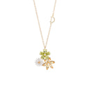 White and Yellow Gold Citrine Quartz Peridot and Diamond Necklace 45 cm