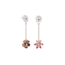 White and Pink Gold Earrings with Tourmalines and Diamonds 8 mm